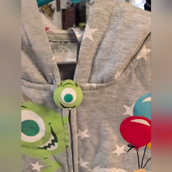 Disney 100 PIXAR Monsters Inc Mike & Sully Up Carl Zip Hoodie Kid 6 NWT - Picture 2 of 11